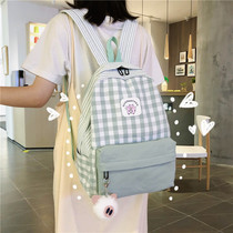 2020 New ins style schoolbag female Korean version of high school students campus backpack ancient sense Japanese version of plaid backpack