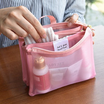 Korea plepic portable mesh translucent three-layer organ storage bag Travel toiletry bag cosmetic bag storage bag
