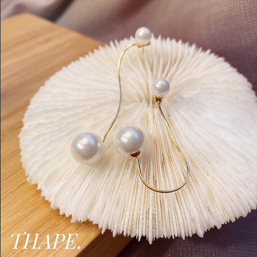 Light luxury temperament shell bead pearl tassel long version ear chain s925 sterling silver ear pin earrings earrings earrings female face thin - Taobao