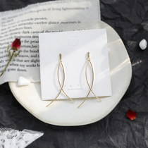  s925 silver needle simple lines temperament cross elegant earrings simple long tassels suitable for round face earrings women