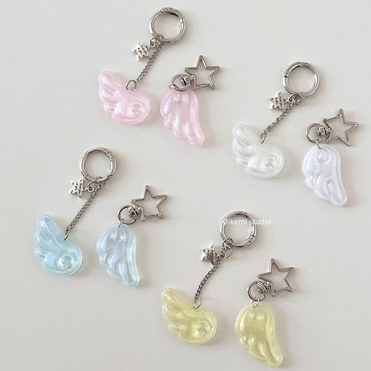 Korean Instagram niche Y2K sweet girl angel wings star keychain phone AirPods bag charm
