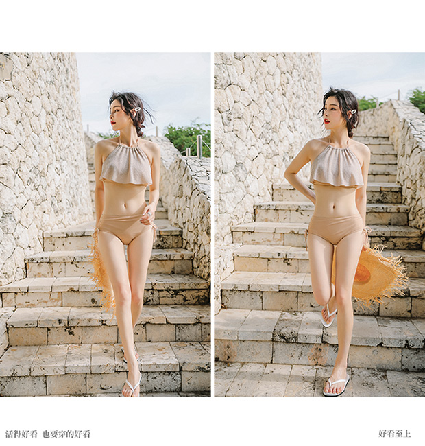 Áo tắm tam giác bikini 汐 powell suối nước nóng gợi cảm ba mảnh ngực nhỏ tụ tập bong bóng mùa xuân nóng bỏng áo tắm mỏng nữ - Bộ đồ bơi hai mảnh đồ bơi 2 mảnh dáng váy