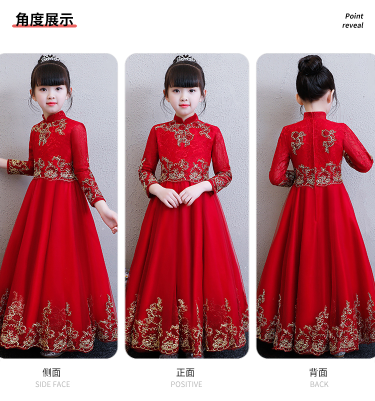 Rượu vang đỏ công chúa váy cô gái sinh nhật buổi tối trang phục trẻ em chủ nhà nhỏ catwalk trang phục hoa cô gái đám cưới quần áo piano váy đầm xuân hè đẹp cho bé gái