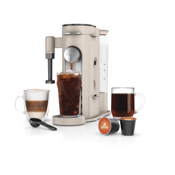 美国直邮Ninja 胶囊或研磨冲泡咖啡机内置奶泡机2010ml需变压器