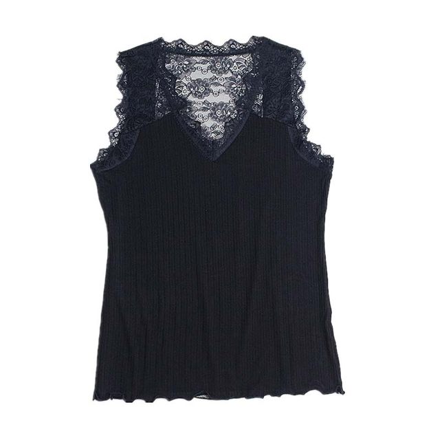 Spring and summer new eyelash lace V-neck thread cotton vest women's back lace beautiful back sleeveless bottoming shirt top