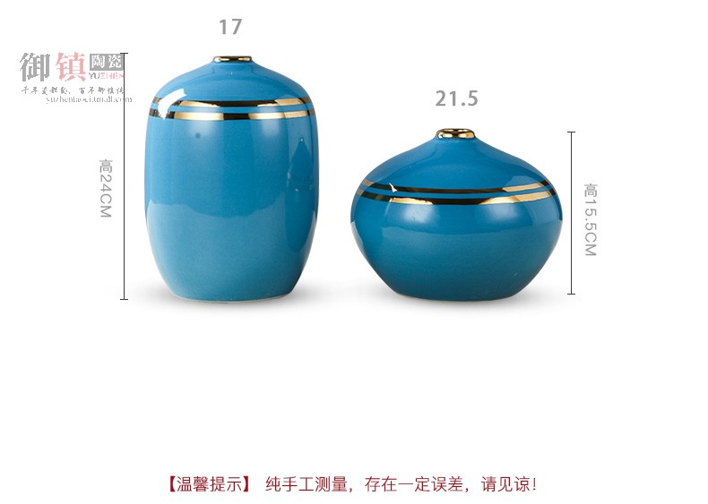 I and contracted ceramic household soft adornment blue vase electroplating furnishing articles sitting room porch TV ark, decoration