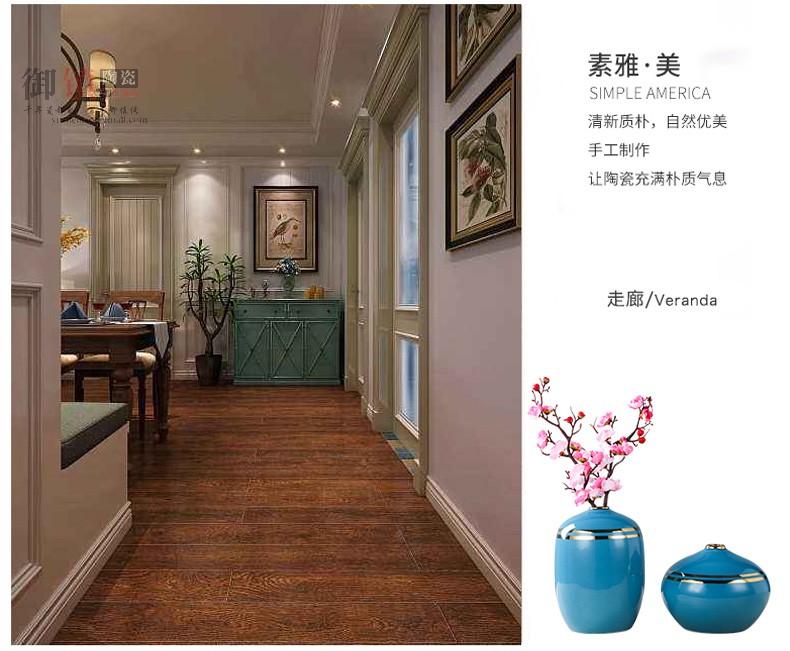 I and contracted ceramic household soft adornment blue vase electroplating furnishing articles sitting room porch TV ark, decoration