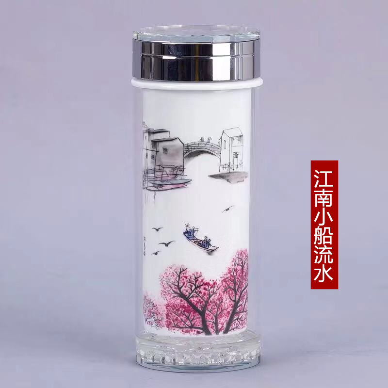 Jingdezhen ceramic straight office contracted insulation cup double insulation business creative move portable man woman