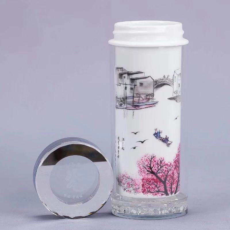 Jingdezhen ceramic straight office contracted insulation cup double insulation business creative move portable man woman