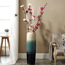 Chinese ceramic home entrance decoration Living room Floor-to-ceiling high vase Hydroponic simulation large dried flowers Nordic decorative ornaments