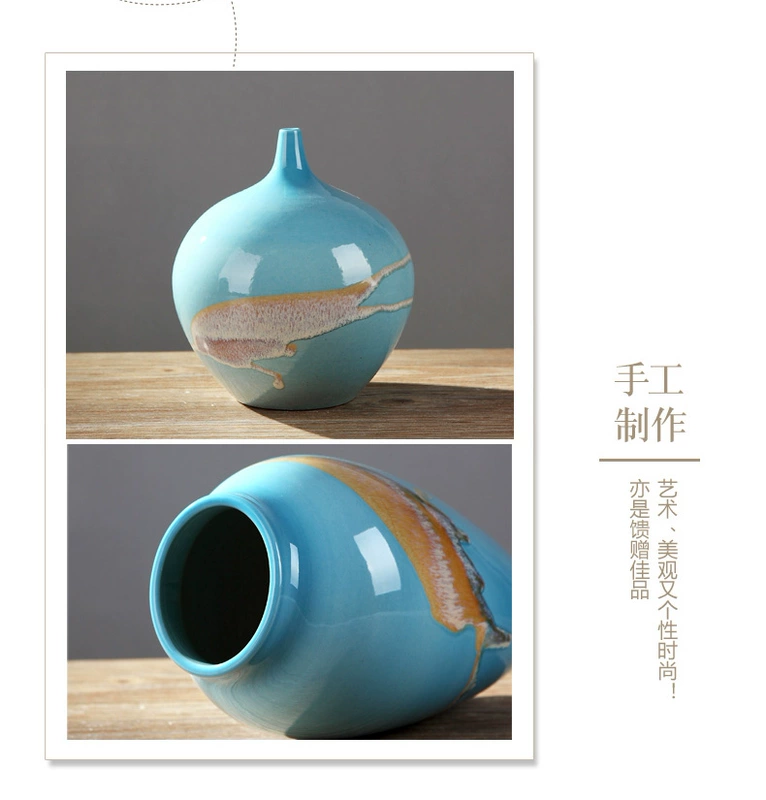 Jingdezhen gốm sứ trang trí mềm bình hoa ba mảnh trang trí phòng khách Trung Quốc hiên TV tủ rượu trưng bày đồ dcor bàn học