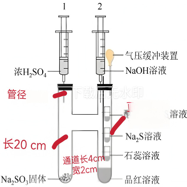 SO2性质一体化改进装置 H形管形状玻璃试管定制试管中学化学实验