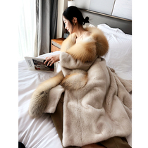 Imported Golden island fox fox fur velvet mink coat female mid-length whole mink mink fur fur coat