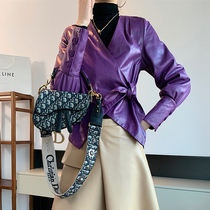  JU FUR designer Japanese simple personality Turkish light coated sheepskin short lace-up leather leather jacket