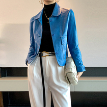  JU designers new Japanese Turkish light-coated sheepskin leather leather coat womens short small suit fur jacket