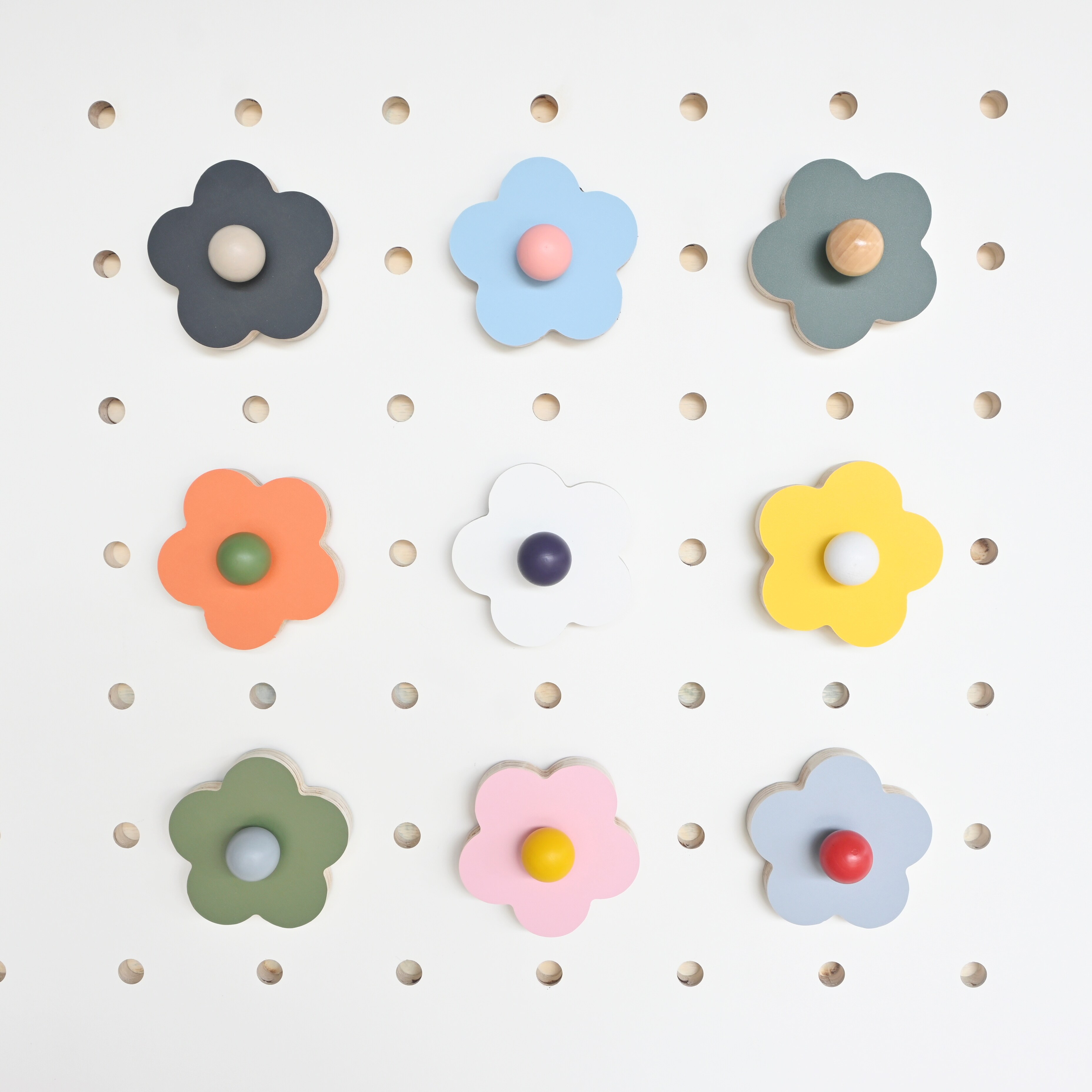 Perforated board accessories hook Morandi color wooden flowers exquisite decoration easy to install 15mm/12mm/10mm