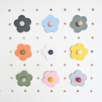 Perforated board accessories hook morandi color wooden flowers exquisite decoration easy to install 15mm/12mm/10mm