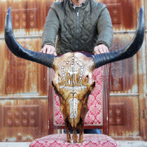 Yak skull decoration crafts bull skull taxidermy wall hanging living room personality tattoo shop wall decoration