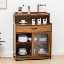 Tea cabinet locker sliding door rack cupboard solid wood bamboo storage cabinet side cabinet wine cabinet simple cabinet