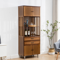 Bamboo multi-function cabinet kitchen rack simple sideboard microwave oven storage cabinet solid wood tea cabinet