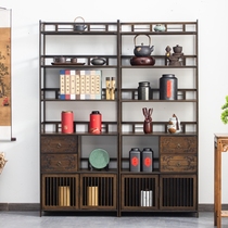 Tea room tea display rack new Chinese style writing simple tea cake shelf modern bamboo home multi treasure Pavilion ancient shelf