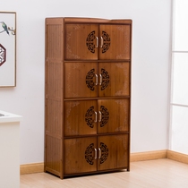 Chinese side cabinet tea cabinet solid wood bamboo storage rack locker living room cupboard storage cabinet simple kitchen cabinet