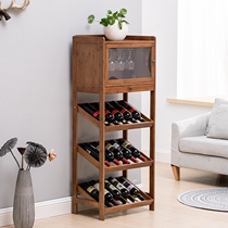 Red wine wine rack decoration creative simple wine cabinet floor household bamboo solid wood rack hanging storage small wine rack