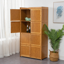 Nanzhu kitchen microwave oven rack storage cabinet balcony living room multifunctional tea locker solid wood book cabinet