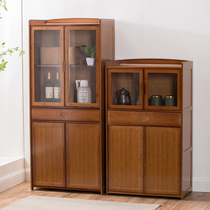 Kitchen microwave oven rack small cupboard multi-layer cabinet solid wood bamboo storage cabinet tea storage vegetable cabinet side cabinet