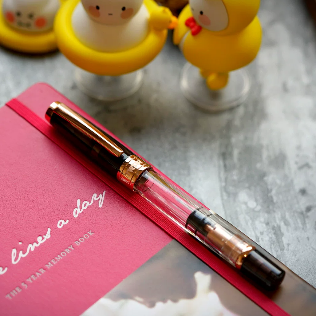 TWSBI Sanwen Hall 580 Black translucent tobacco rose gold демонстрационная стальная насадка чистый белый розовое золото