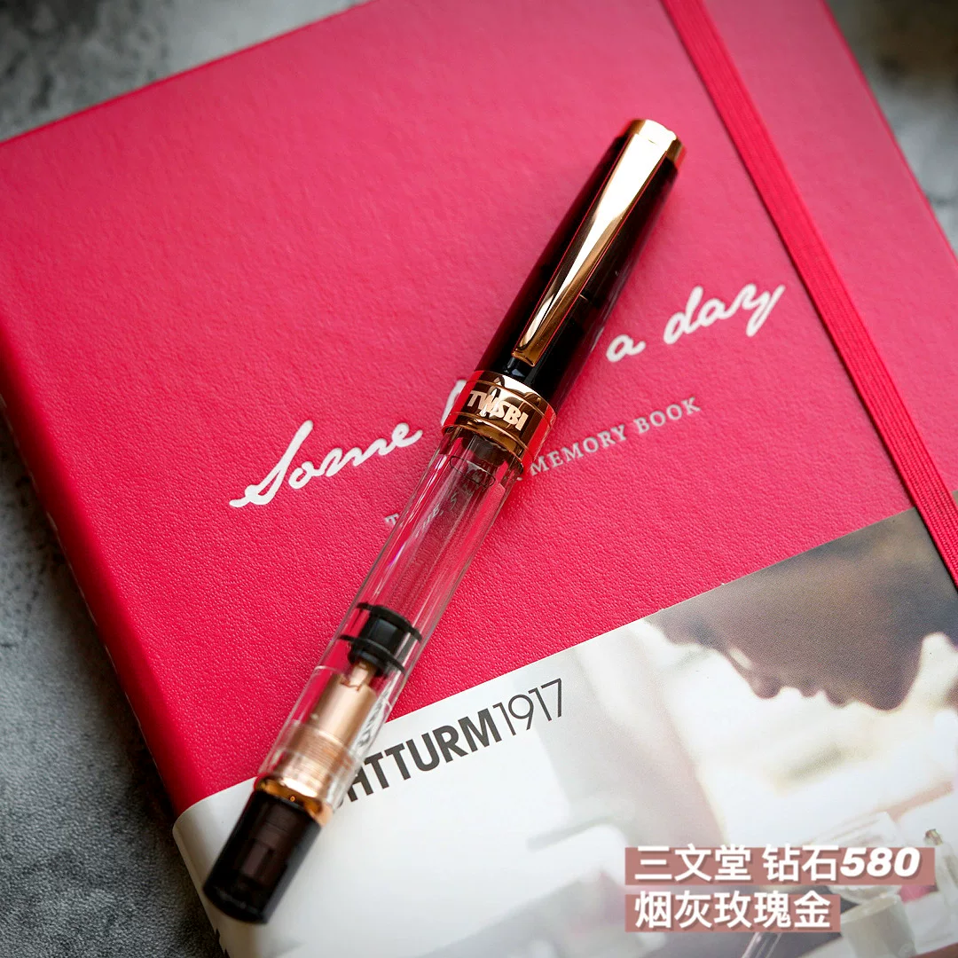 TWSBI Sanwen Hall 580 Black translucent tobacco rose gold демонстрационная стальная насадка чистый белый розовое золото
