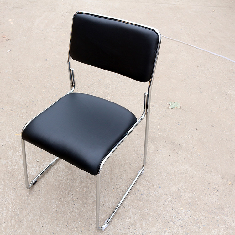 Chair Leaning Back Chair Computer Chair Staff Chair Office Black Leather Chair Home Desk Chair Electroplating Can Stack