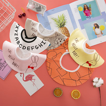 Cute cartoon male and female baby bib cotton baby waterproof saliva towel eating bib can rotate saliva pocket