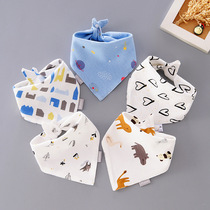 5-bar baby triangle cartoon printed cotton baby saliva towel anti-spit milk scarf waterproof bib rice pocket