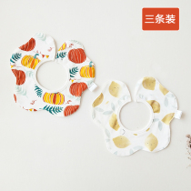 Spring and summer thin baby flower bib soft cotton 360 Rotating bib newborn saliva towel baby rice pocket