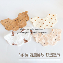 Spring and summer new baby gauze surrounding mouth breathable four layers of pure cotton yarn newborn saliva towel flower surrounding pocket for a thin meal