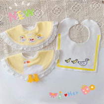 ins new cotton bib men and women Baby foreign bib newborn 360 Rotating mouth towel rice pocket 0-2 years old