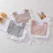 Infant big bib female baby Korean blouse Princess lace mouth water towel floral cotton bib childrens rice pocket