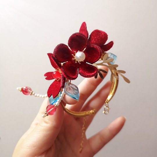 2025 новый оригинальный высококачественный бархатный тканевый бордовый свадебный браслет для невесты, свадебный браслет на запястье с цветком