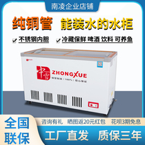 Zhongxue horizontal freezer beer freezer refrigerated fresh-keeping cabinet commercial refrigerator beverage double-door display cabinet copper tube water