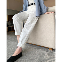 Pumen XUS loose slim autumn fashion wild straight tube radish pants female white father ankle-length pants