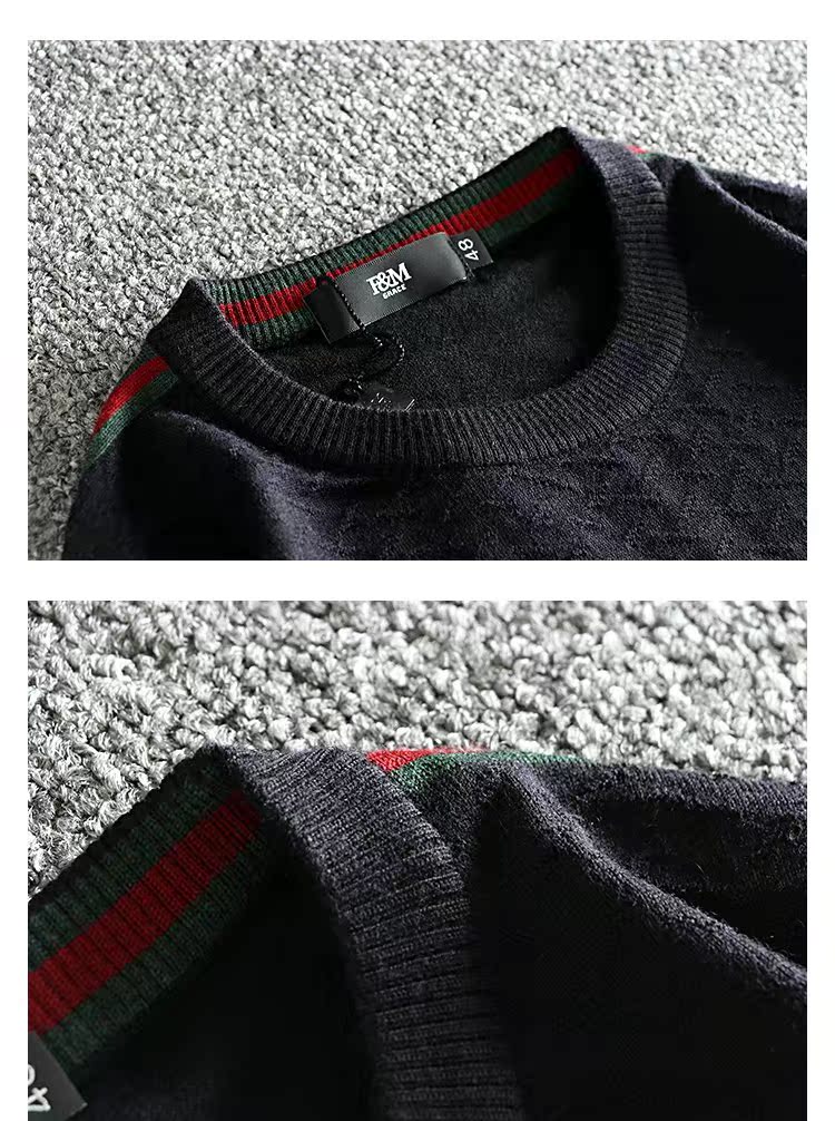 Áo len cashmere nam mùa xuân và mùa thu dài tay trẻ trung cổ tròn đan áo len đáy mùa thu áo len cổ tròn 5801 áo nỉ nam