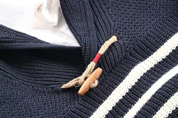 Mùa đông mới áo len dày nam V đầu dài tay áo sọc xanh trắng trẻ trung cơ sở dày áo dệt kim thủy triều 1851 đồ nam đẹp