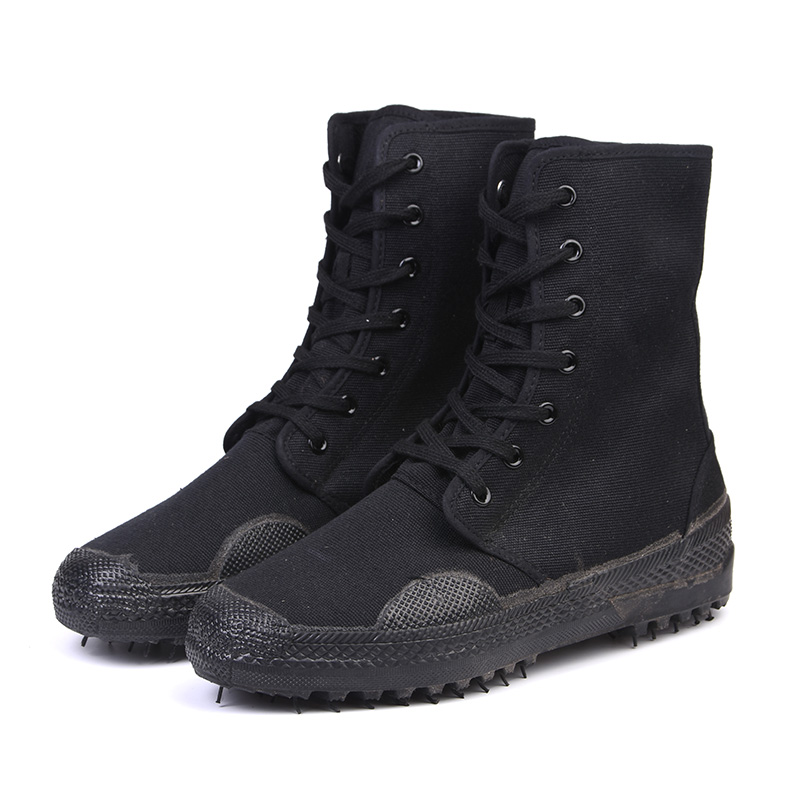 Rubber liberation shoes men's wear-resistant black canvas work outdoor women's spring and summer high security shoes construction site labor protection - Taobao