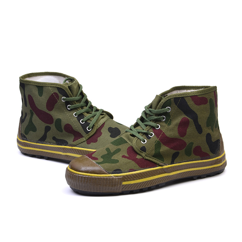 Jiefang shoes men's military training camouflage labor insurance shoes high field battle men's and women's high-tube migrant workers construction site labor wear-resistant canvas rubber shoes