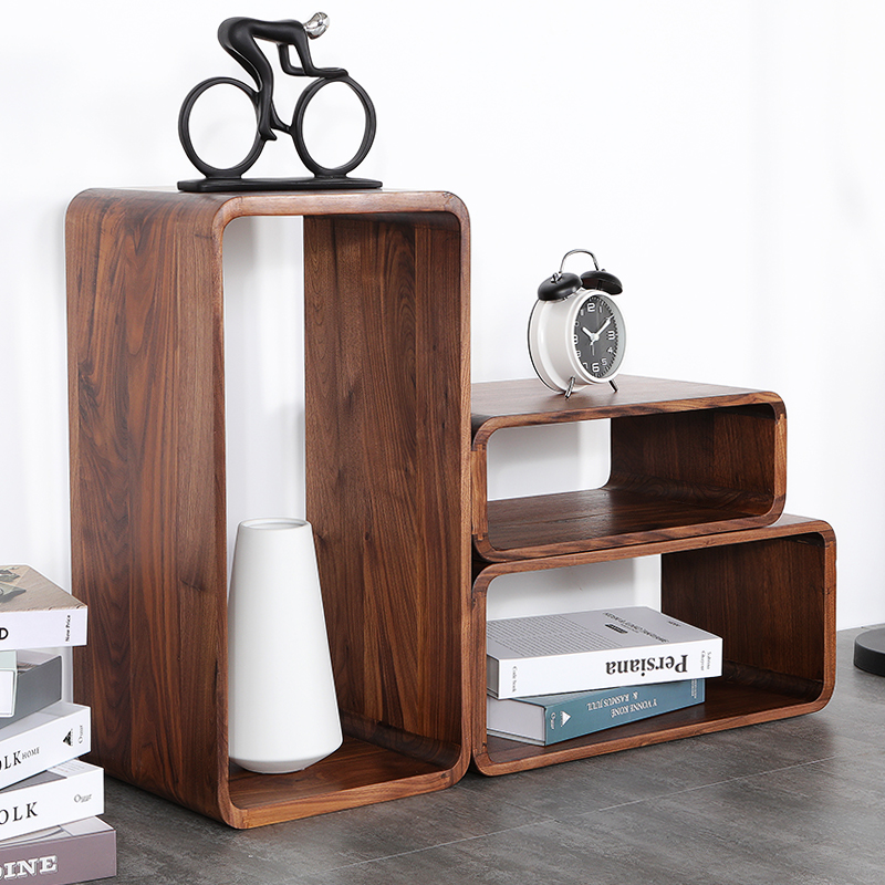 Black Walnuts Solid Wood Shelve Free Combination Plaid Cabinet Living-room Corner A Few Sides A Few Floor Containing Bookcase Bed Head Cabinet