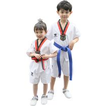 Taekwondo uniform summer short-sleeved T-shirt childrens clothing clothes shorts thin summer training uniform boys pants customization