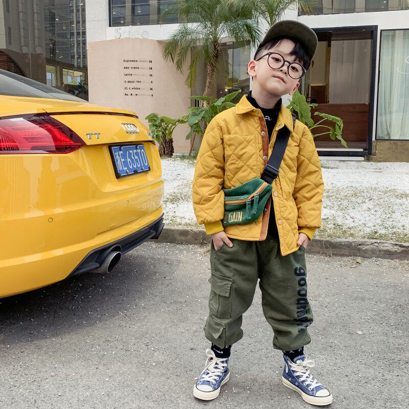 2021 - The new children's diamond square cotton cotton - suit boy's cotton shirt baby's long sleeve coat