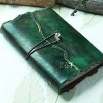 Snail a5 loose-leaf leather notebook cowhide notepad green retro handmade diary pure handmade gift