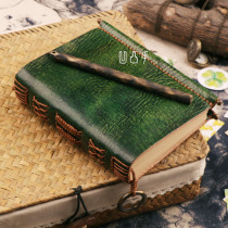 Cowhide European thin diary notebook retro magic creative leather hand account handmade stationery holiday gift customization